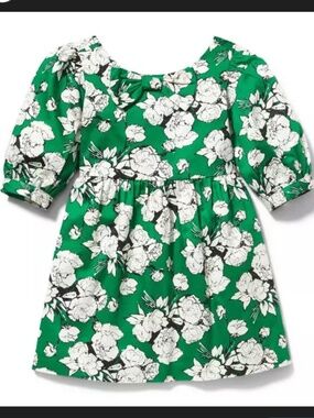 Janie and Jack Jade Green Floral Bow Dress 3T
